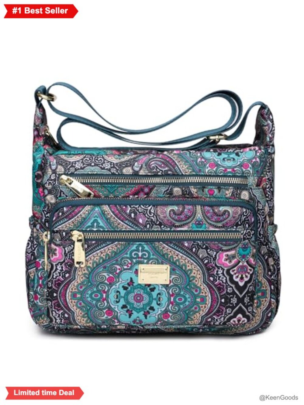 Lightweight Nylon Shoulder Handbag Multiple Pockets Crossbody Tote Satchel